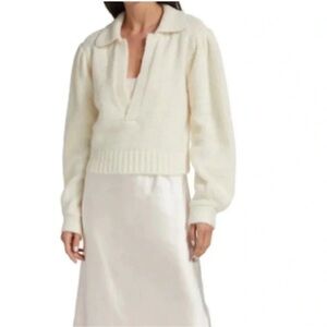 dh NEW YORK Cream V-Neck Cropped Sweater